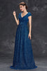 Załaduj obraz do przeglądarki galerii, Błyszcząca Niebieski Dekolt V Sukienki Na Studniówke
