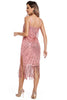 Załaduj obraz do przeglądarki galerii, Różowa Cienkich Ramiączkach Sukienka Z Frędzlami Lata 20