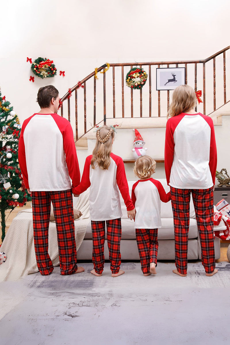 Załaduj obraz do przeglądarki galerii, Czerwone Kraciaste Pasujące Do Rodzinnych Zestawów Piżam Świątecznych