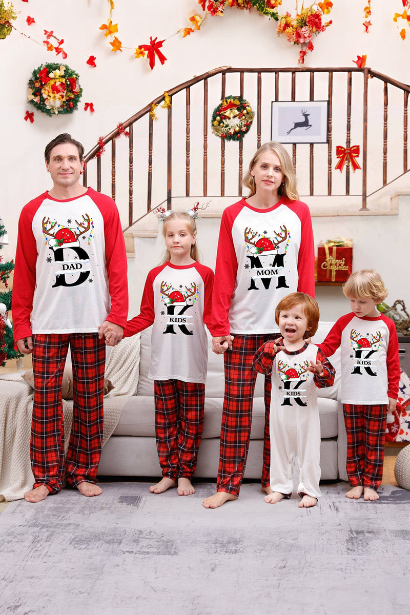 Załaduj obraz do przeglądarki galerii, Czerwona Druk Piżama Świąteczna Dla Rodziny Zestawy Piżamy Z Kratą