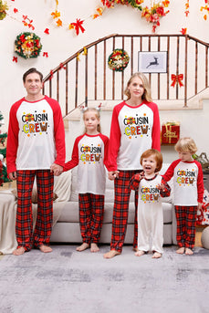 Czerwona Druk Piżama Świąteczna Dla Rodziny Zestawy Piżamy Z Kratą