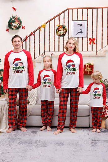 Czerwona Druk Piżama Świąteczna Dla Rodziny Zestawy Piżamy Z Kratą
