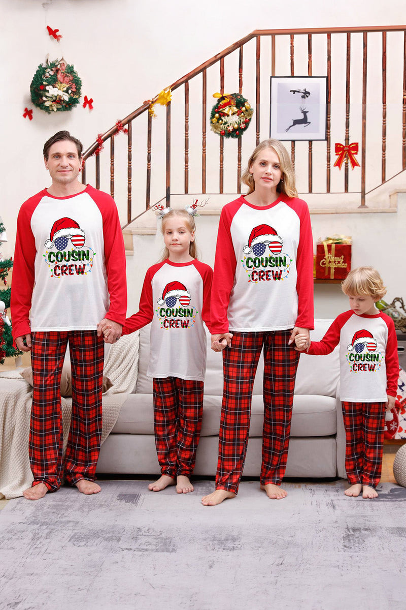 Załaduj obraz do przeglądarki galerii, Czerwona Druk Piżama Świąteczna Dla Rodziny Zestawy Piżamy Z Kratą