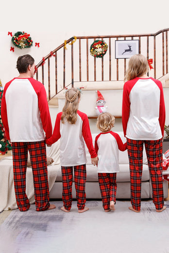 Pasująca Rodzinna Świąteczna Czerwona Piżama W Kratę
