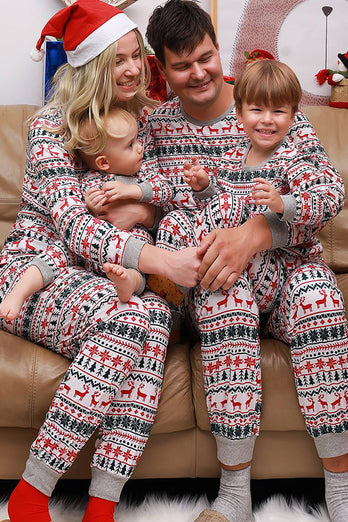 Świąteczny rodzinny zestaw piżam Szara piżama z wzorem