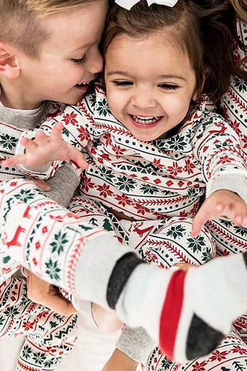 Świąteczny rodzinny zestaw piżam Szara piżama z wzorem