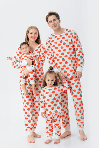 Pomarańczowy nadruk Świąteczny rodzinny zestaw piżam