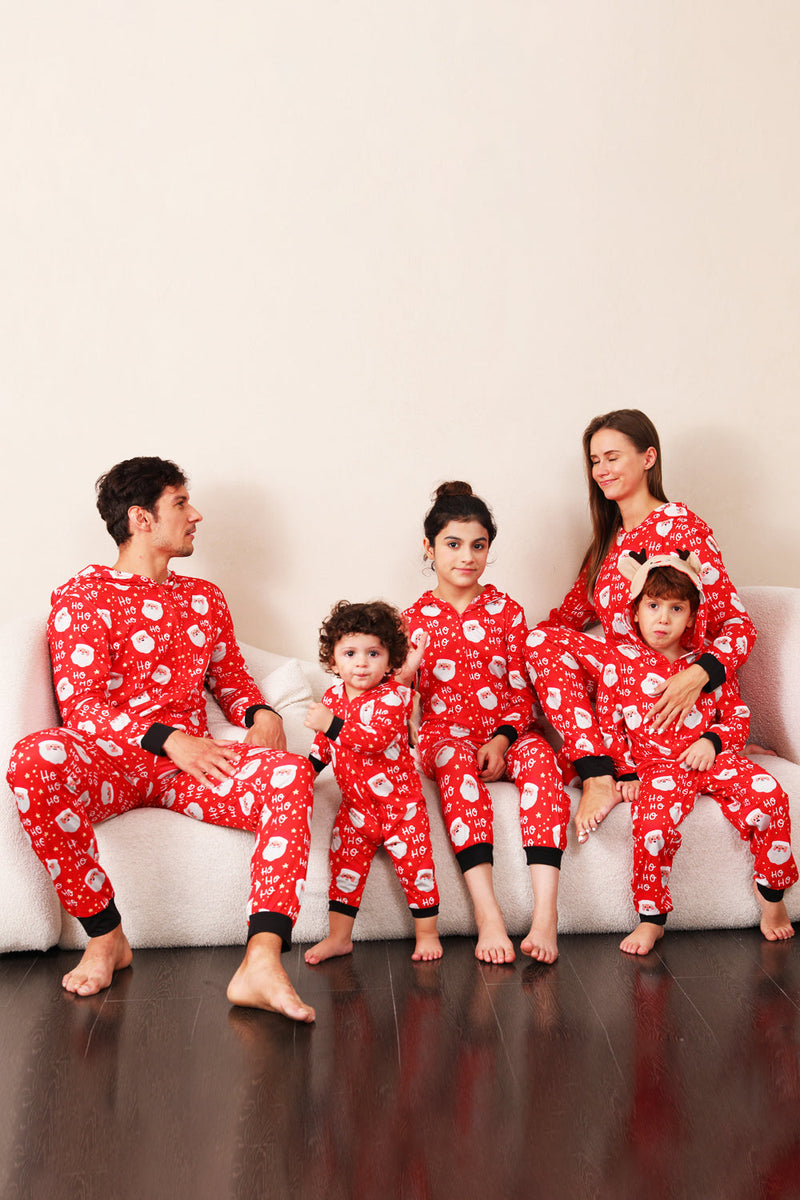 Załaduj obraz do przeglądarki galerii, Rodzinna Czerwona Świąteczna Piżama Z Nadrukiem Claus