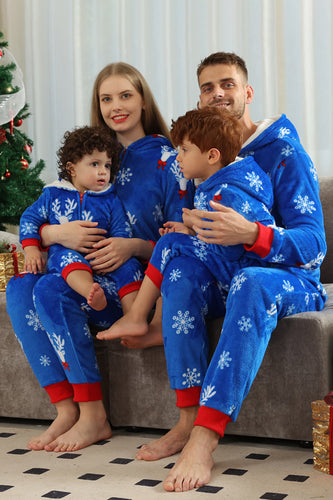 Bożonarodzeniowa Rodzinna Piżama Królewska Niebieska Flanelowa Piżama Snowflake Onesie