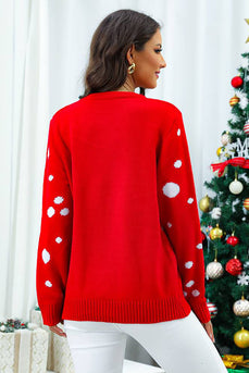 Sweter Z Okrągłym Dekoltem Snowflake Świąteczny Sweter Z Długimi Rękawami