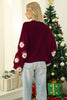 Załaduj obraz do przeglądarki galerii, Czarny Świąteczny Sweter Z Dzianiny Świętego Mikołaja Z Długimi Rękawami