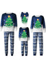 Załaduj obraz do przeglądarki galerii, Świąteczny rodzinny zestaw piżam Niebieska piżama z nadrukiem choinkowym