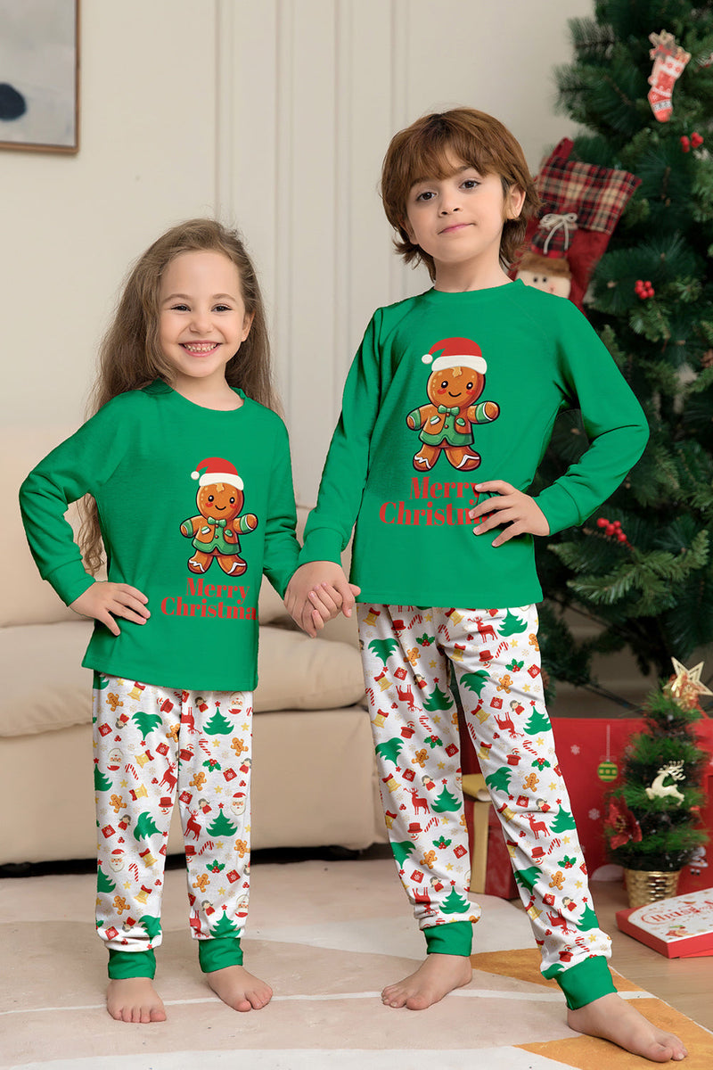 Załaduj obraz do przeglądarki galerii, Świąteczna rodzinna pasująca piżama Zielony zestaw piżam z nadrukiem Świętego Mikołaja