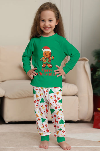 Świąteczna rodzinna pasująca piżama Zielony zestaw piżam z nadrukiem Świętego Mikołaja