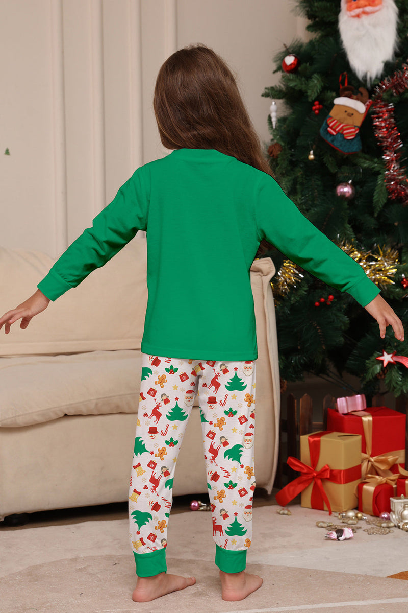 Załaduj obraz do przeglądarki galerii, Świąteczna rodzinna pasująca piżama Zielony zestaw piżam z nadrukiem Świętego Mikołaja