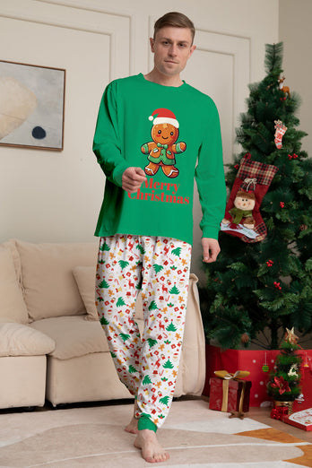 Świąteczna rodzinna pasująca piżama Zielony zestaw piżam z nadrukiem Świętego Mikołaja