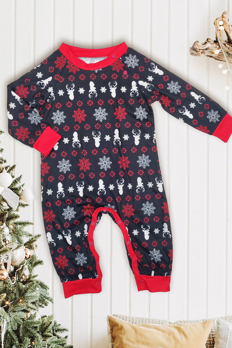 Załaduj obraz do przeglądarki galerii, Świąteczna rodzinna piżama Czarny czerwony Jeleń Druk Piżamy Zestaw