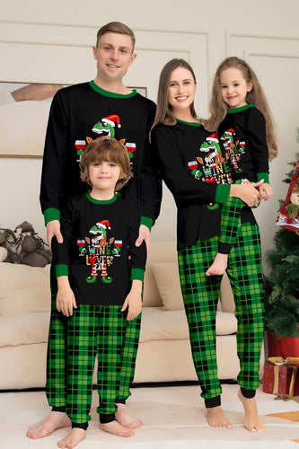 Świąteczny rodzinny zestaw piżam z nadrukiem dinozaura