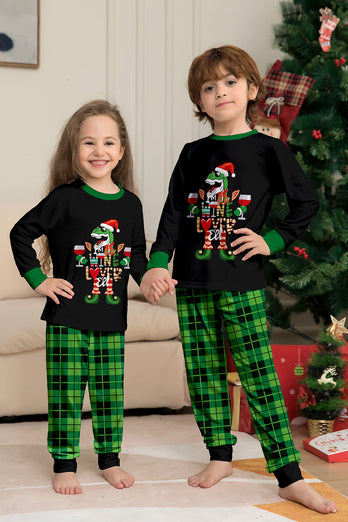 Świąteczny rodzinny zestaw piżam z nadrukiem dinozaura