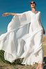 Załaduj obraz do przeglądarki galerii, Dekolt w serek Biały Maxi Codzienny Abaya