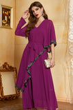 Abaya w Pas z ciemnozielonym dekoltem w serek