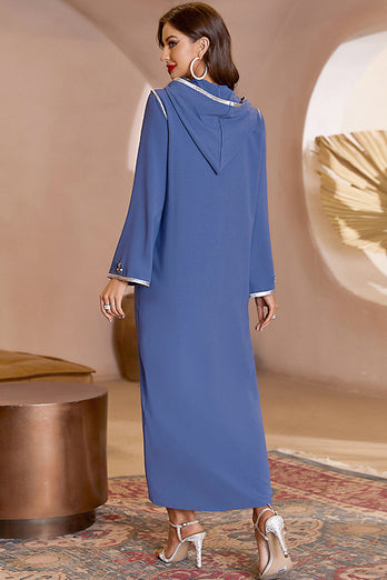 Abaya Niebieskie długie rękawy z kapturem