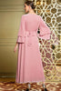 Załaduj obraz do przeglądarki galerii, Różowa Sukienka Kaftan z Koralikami z Dlugim Rekawem
