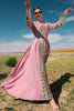 Załaduj obraz do przeglądarki galerii, Różowa Abaya Sukienka z Dlugim Rekawem