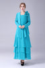 Załaduj obraz do przeglądarki galerii, Niebieska Szyfon Sukienki Na Wesele Dla Mamy Z Okrągłym Dekoltem