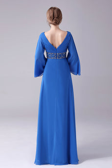 Królewska Niebieska Sukienki Dla Mamy Pana Młodego Z Koralikami