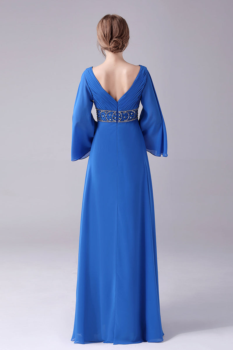 Załaduj obraz do przeglądarki galerii, Królewska Niebieska Sukienki Dla Mamy Pana Młodego Z Koralikami