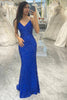 Załaduj obraz do przeglądarki galerii, Królewska Niebieska Syrenka Długa Sukienka Na Studniówkę Z Aplikacjami