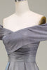 Załaduj obraz do przeglądarki galerii, Syrenka Błyszcząca Szara Sukienki Na Studniówke z Odkrytymi Ramionami