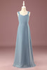 Załaduj obraz do przeglądarki galerii, Niebieska Szyfon Linia Dekolt V Sukienka Dla Małej Druhny