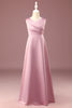 Załaduj obraz do przeglądarki galerii, Bez Rękawów Różowa Satynowe Sukienka Dla Małej Druhny
