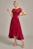 Załaduj obraz do przeglądarki galerii, Burgundia Asymetryczna Sukienki Na Wesele Dla Mamy Z Falbanami