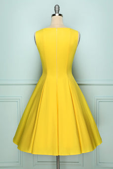 Żółta Zapinana Sukienka Vintage