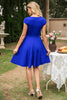 Załaduj obraz do przeglądarki galerii, Królewska Niebieska Kwadratowy Dekolt Sukienki Lata 50