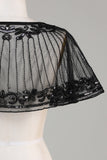 Black Beaded Glitter 1920s Cape dla kobiet