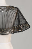 Black Beaded Glitter 1920s Cape dla kobiet