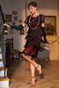 Załaduj obraz do przeglądarki galerii, Czarna Koralikowa Sukienka Lata 20 Wielki Gatsby Z Frędzlami