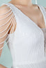 Załaduj obraz do przeglądarki galerii, Biała suknia wieczorowa dekoltem w serek