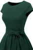 Załaduj obraz do przeglądarki galerii, Ciemnozielona sukienka Vintage 1950s z szarfą
