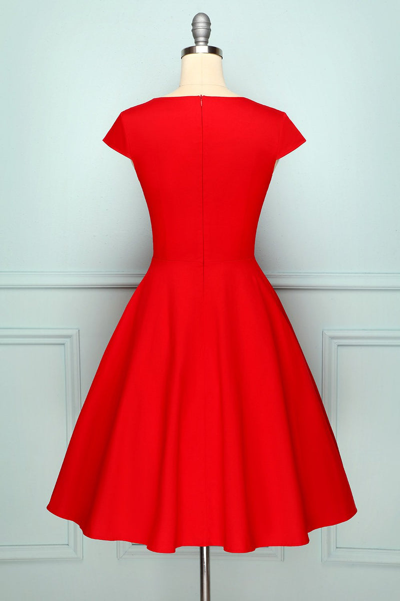 Załaduj obraz do przeglądarki galerii, Czerwona Sukienka W Stylu Lat 50