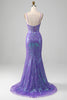 Załaduj obraz do przeglądarki galerii, Syrena Błyszcząca Fioletowa Gorsetowa Sukienka Na Studniówkę