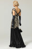 Załaduj obraz do przeglądarki galerii, Ciemnozielona długa sukienka z 1920 roku z cekinami