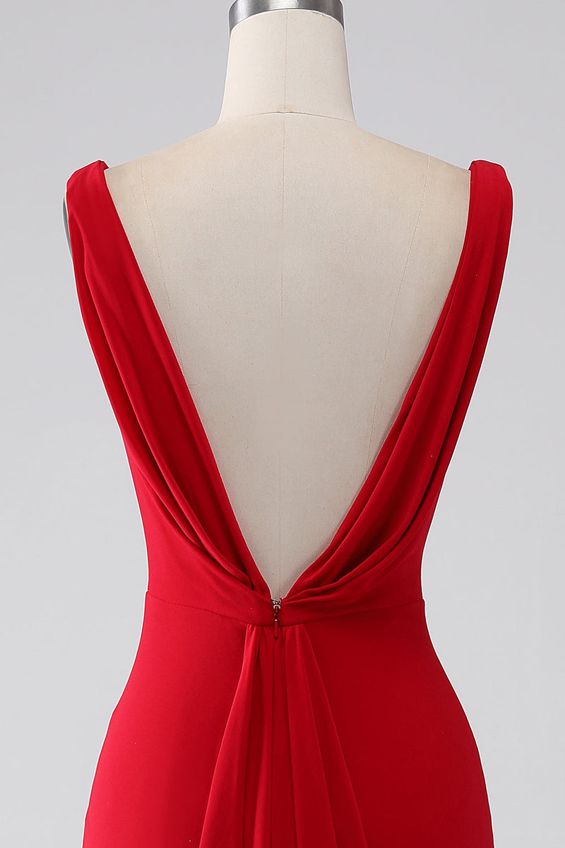 Załaduj obraz do przeglądarki galerii, Syrena Czerwona Sukienka Na Studniówkę I Dekolt W Szpic