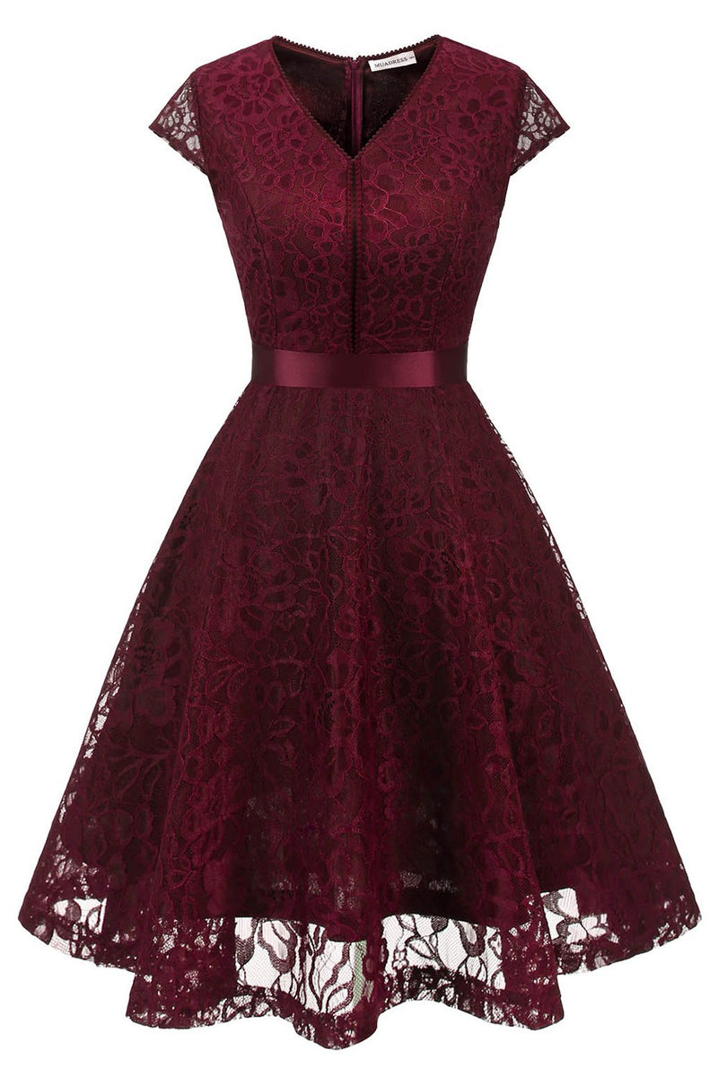 Załaduj obraz do przeglądarki galerii, Granatowa sukienka druhna z dekoltem w serek