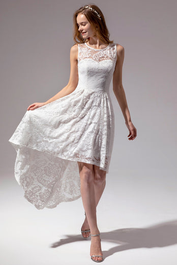Biały plus rozmiar asymetrii koronkowa sukienka imprezowa