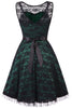 Załaduj obraz do przeglądarki galerii, Vintage Elegancka Ciemnozielona koronkowa sukienka